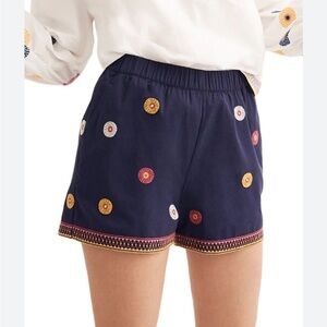 Madewell Navy Embroidered High Waist Shorts